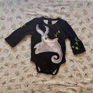 Disney | Black Bodysuit with Zero Graphic and Neon Green Stars